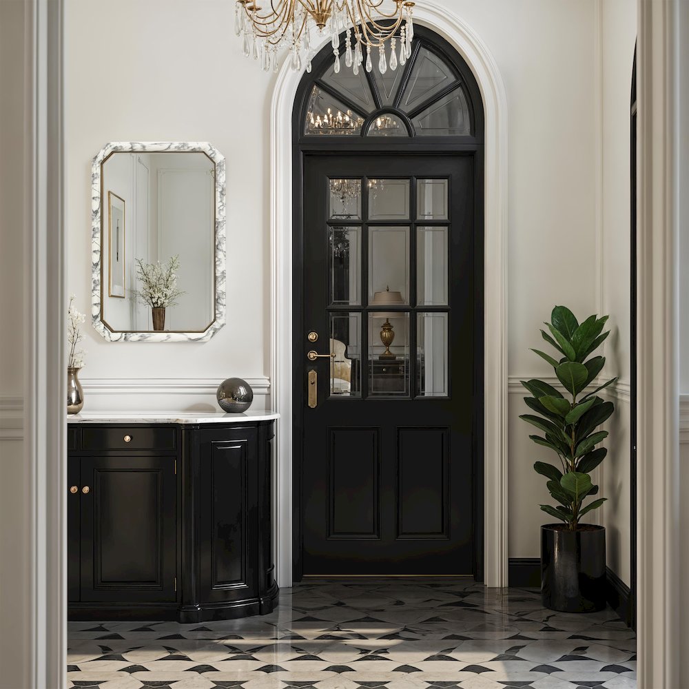 Venus 36" H x 24" W Wall Mirror, White Marble Hydro Dip. Picture 4
