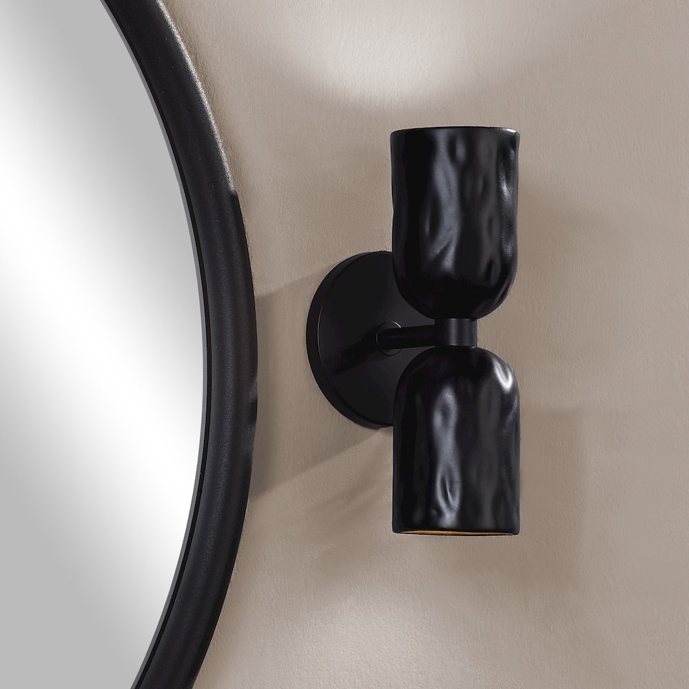 Alessia 11.2" Powder Coated Matte Black 2-Light Wall Sconce. Picture 2