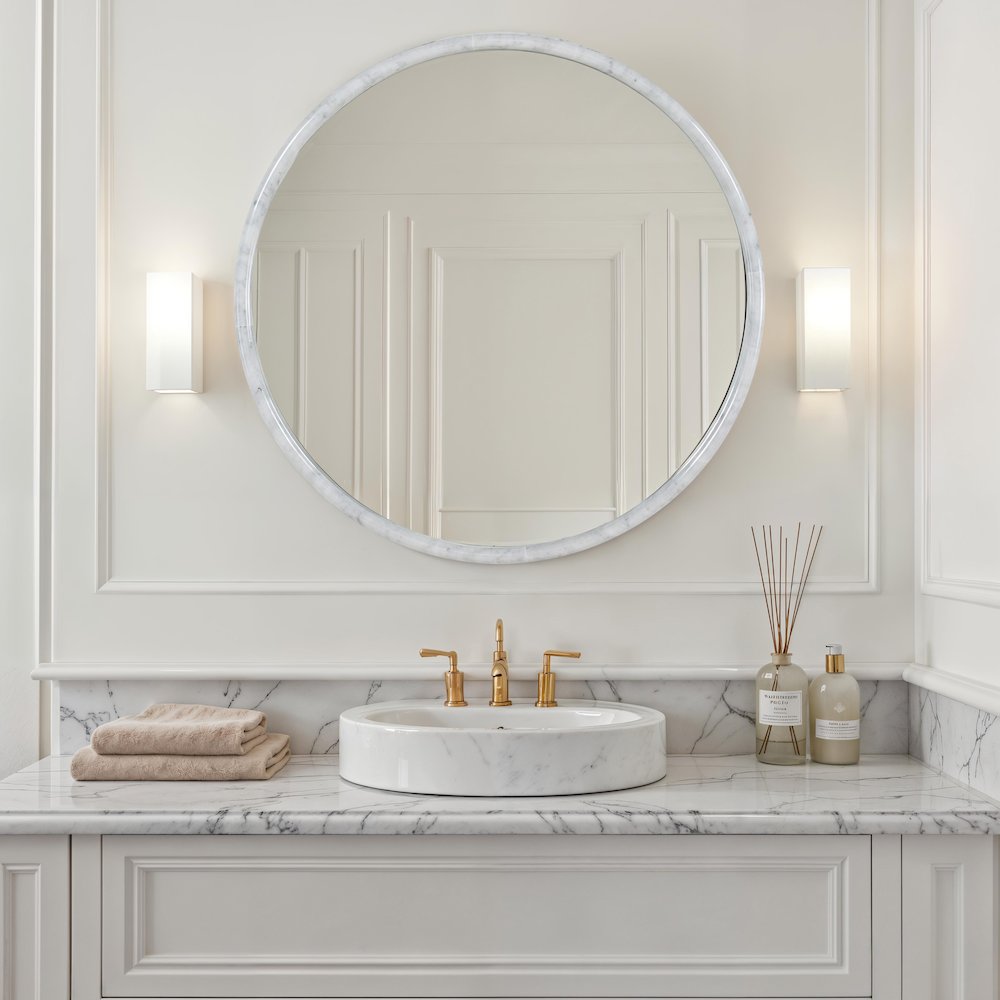Cento 36" H x 36" W Wall Mirror, White. Picture 2