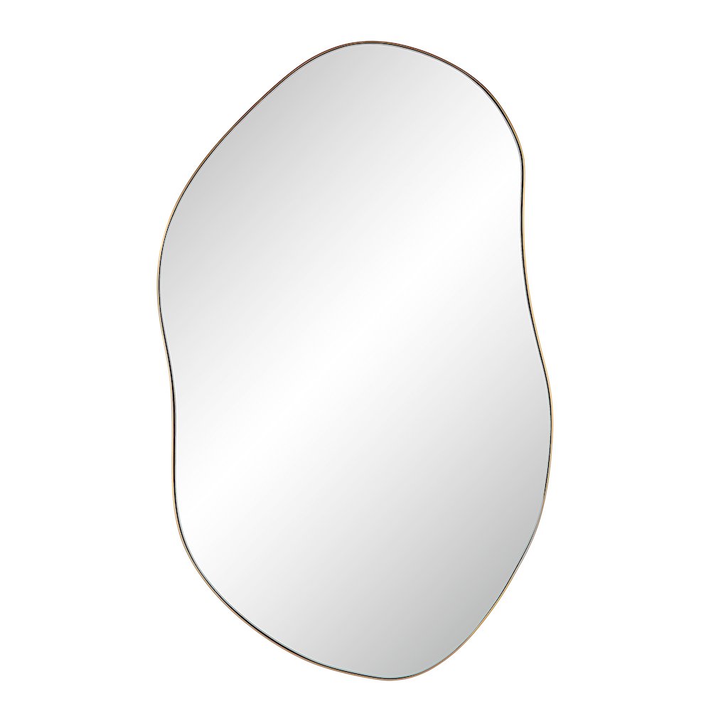 Noria 45" Tall Irregular Rectangular Oval Mirror, Burnished Brass. Picture 1