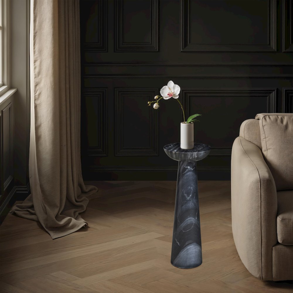 Mercura Indoor Mercury Black  Marble Side Table. Picture 4