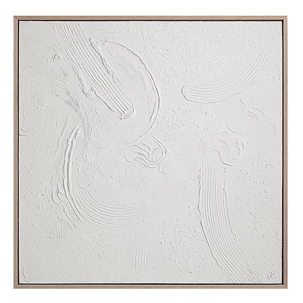 Luz 50" Wide Canvas Art With Wood Frame, Cream. Picture 1