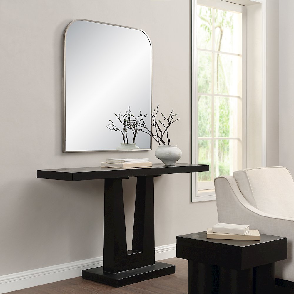 Salma 40" H x 38" W Wall Mirror, Grey. Picture 2
