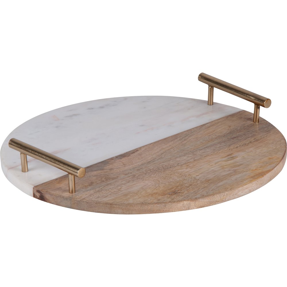 DINOVA Natural Woodwhite Marble, Antique Brass TRAY. Picture 4