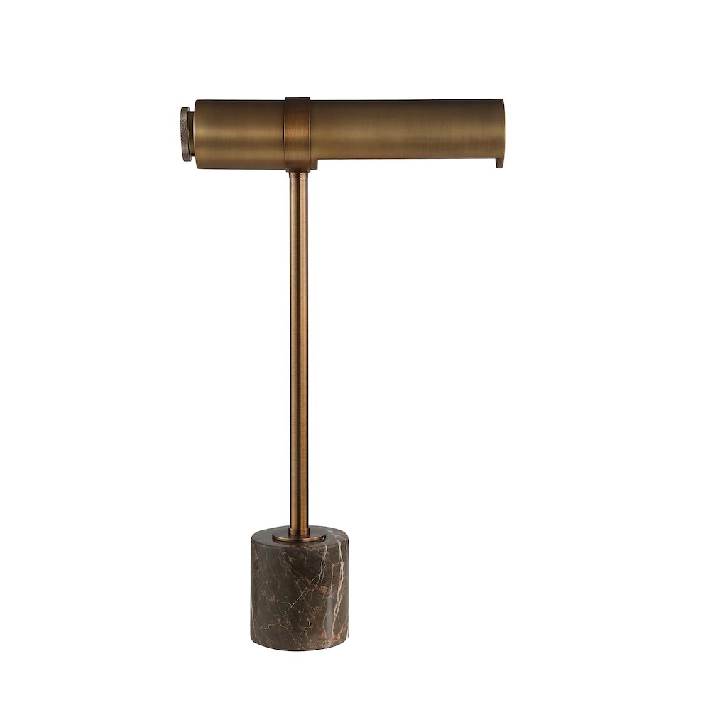 21.5" Tall Dark Antique Brushed Bronze Iron Table Lamp with Tube Iron Shade. Picture 5