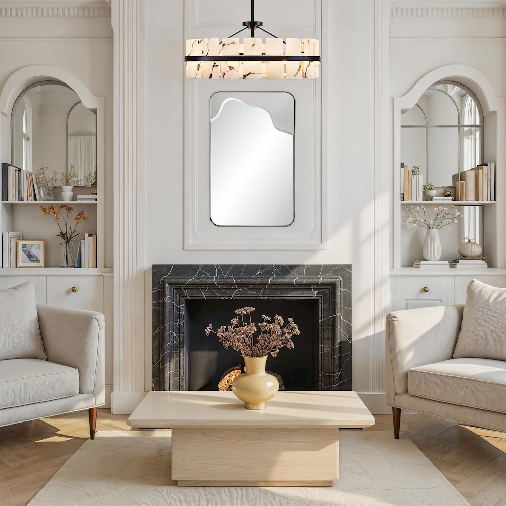 Heron 40" H x 24" W Wall Mirror, Matte Black. Picture 4