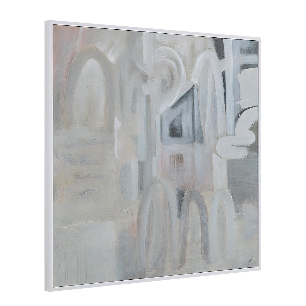 Palazzo 48" Wide Canvas Art With Wood Frame, Painted White. Picture 3