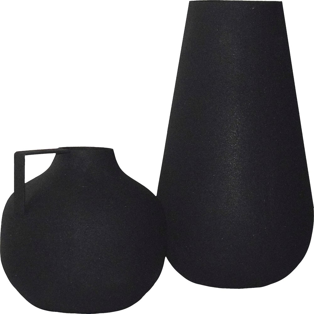 ROOVE Textured Matte Black SET OF 2 VASES. Picture 3
