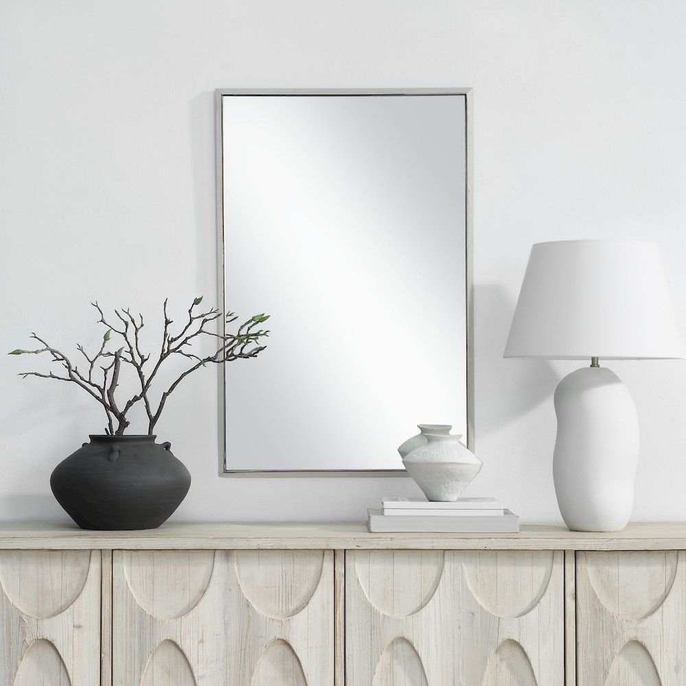 Dapia 36" H x 24" W Wall Mirror, Grey. Picture 2