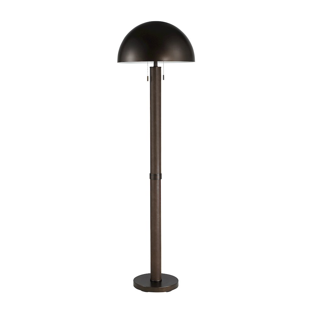 Incanta 68" Tall Dark Bronze Floor Lamp with Drum Iron Shade. Picture 5