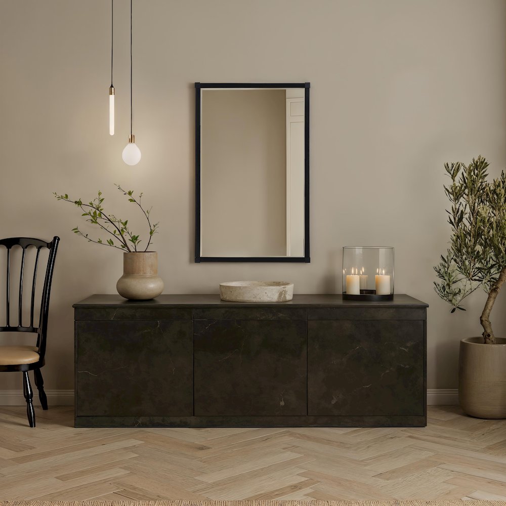 Kauri 35" H x 22" W Wall Mirror, Black. Picture 2