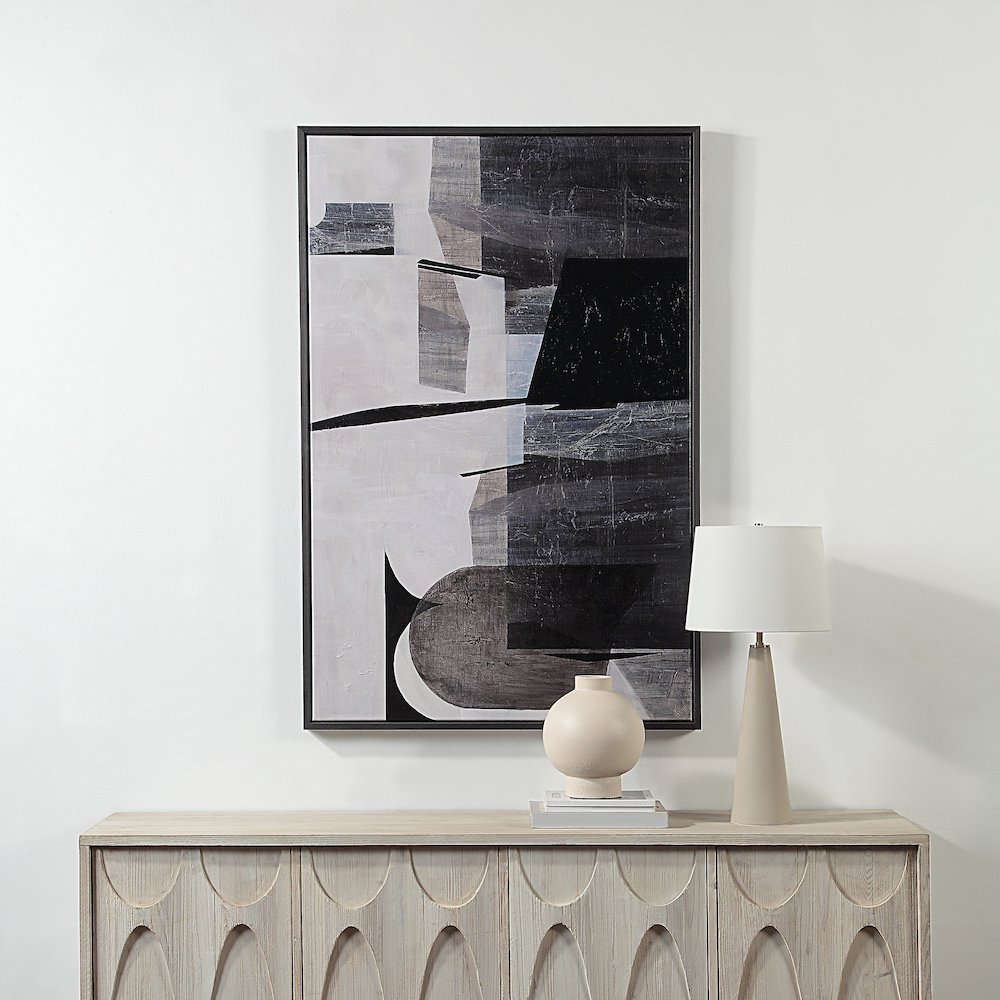 Elliott 60" Wide Canvas Art With Wood Frame, Charcoal Black. Picture 2