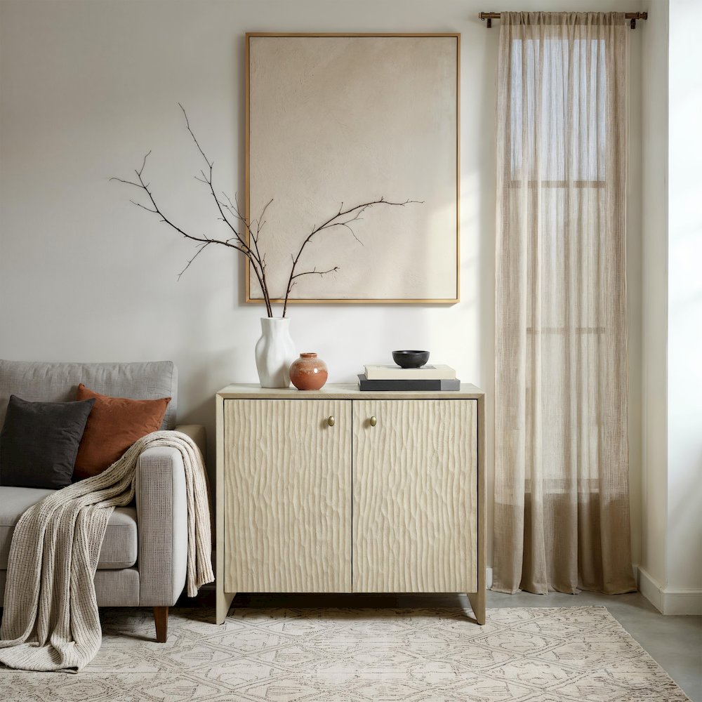 Aida Indoor Mango Wood Cabinet, Beige. Picture 4