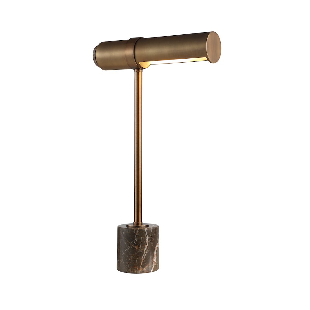 21.5" Tall Dark Antique Brushed Bronze Iron Table Lamp with Tube Iron Shade. Picture 2