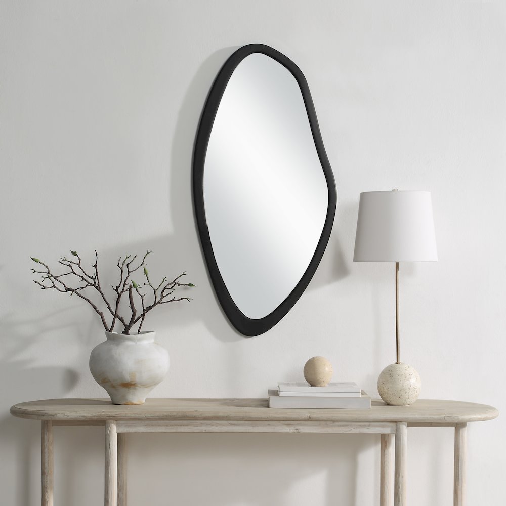 Trani 40" H x 19.75" W Wall Mirror, Black. Picture 2