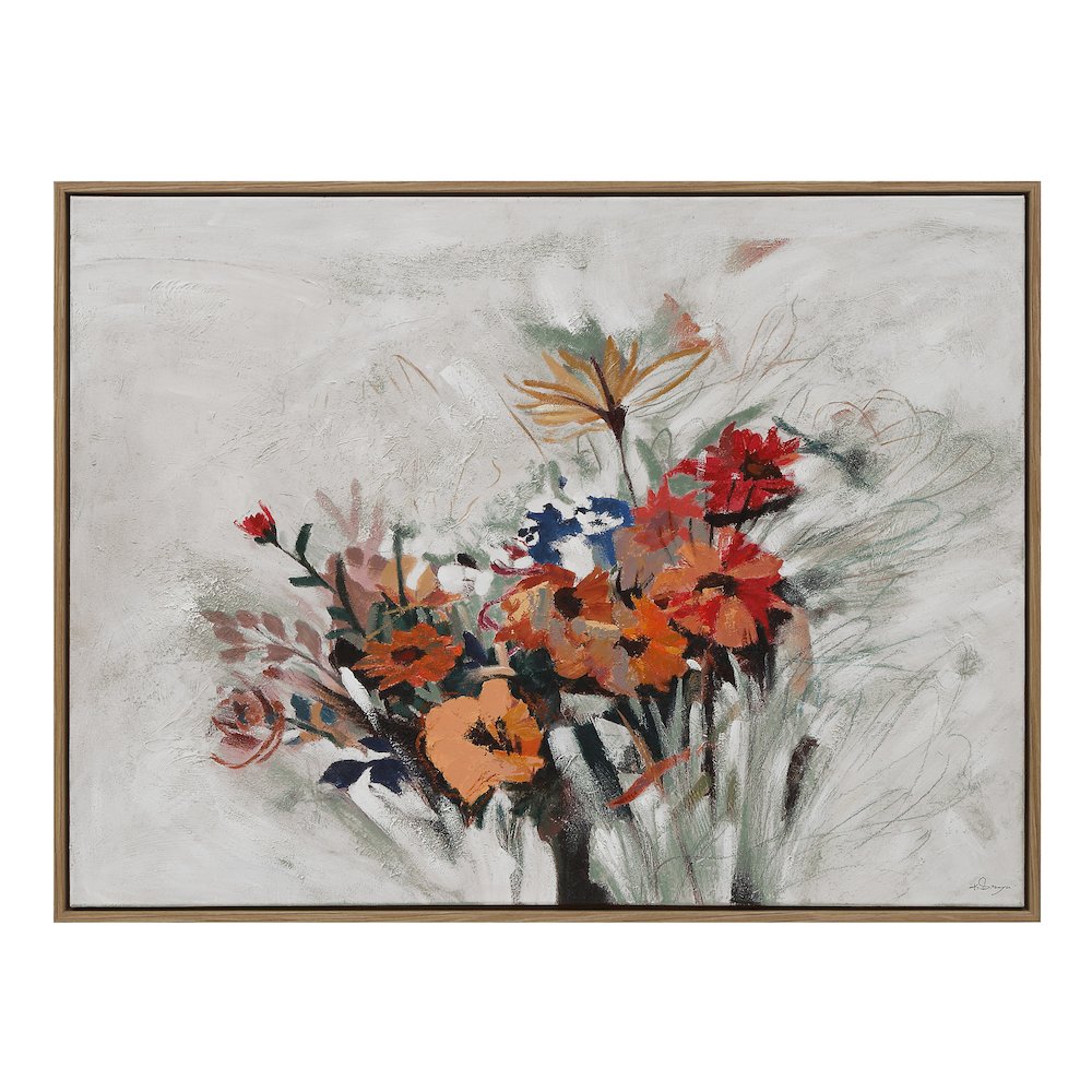Liliosa 36" Wide Canvas Art with Wood Frame, Medium Walnut. Picture 1