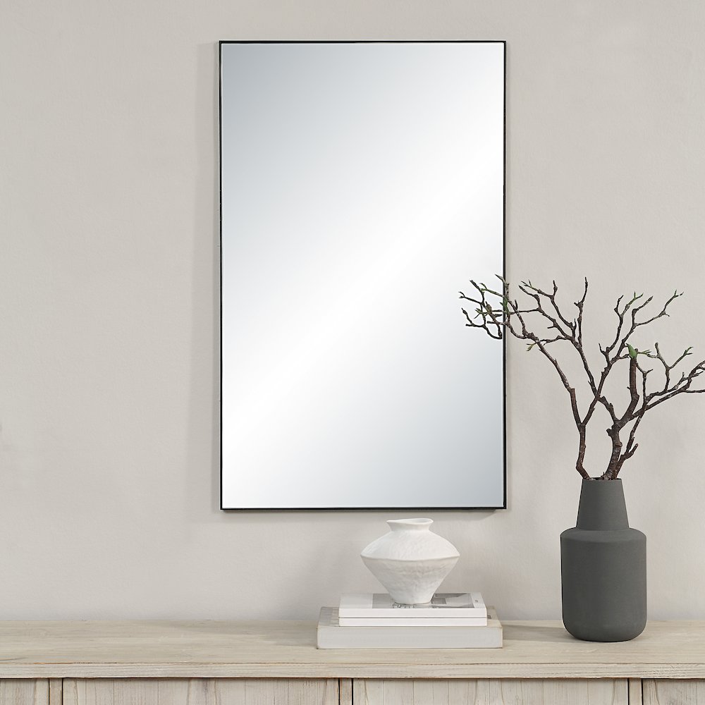 Loutro 36" H x 22" W Wall Mirror, Black. Picture 2