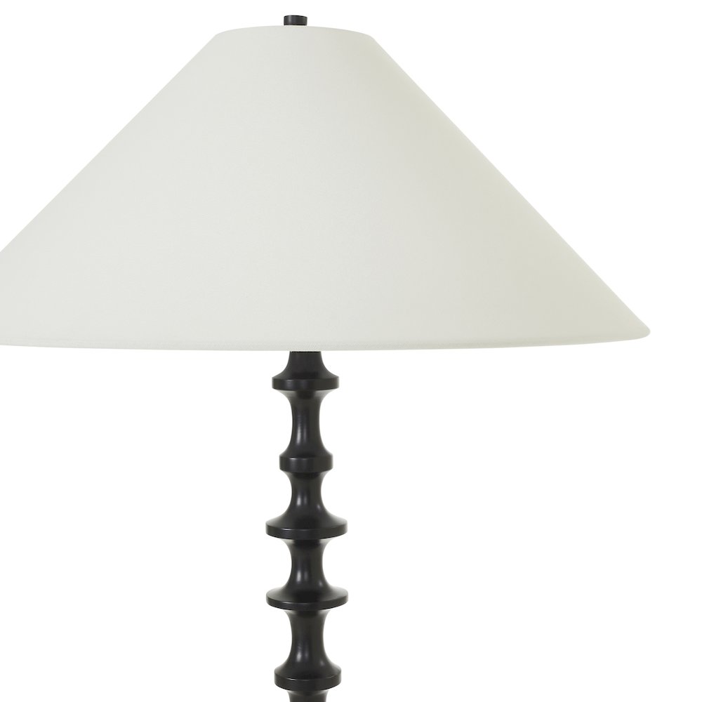 Petrus 62.5" Tall Matte Black Floor Lamp with Tapered Linen Shade. Picture 5