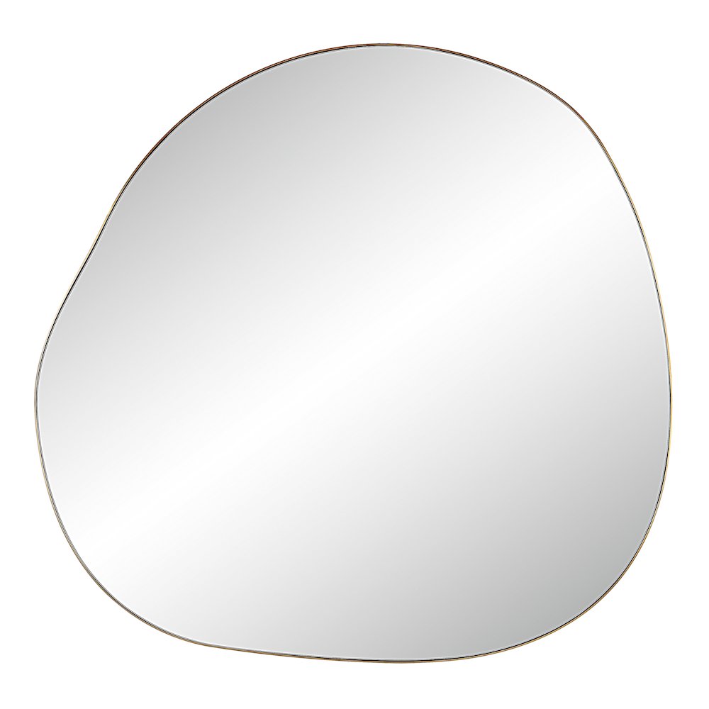 Peony 45" Tall Irregular Round Mirror, Burnished Brass. Picture 1