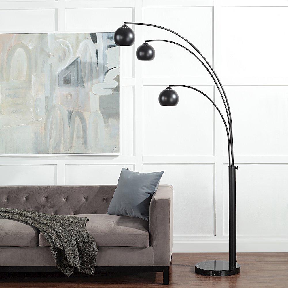 Folia 87" Tall Matte Black Floor Lamp With Dome Iron Shade. Picture 2