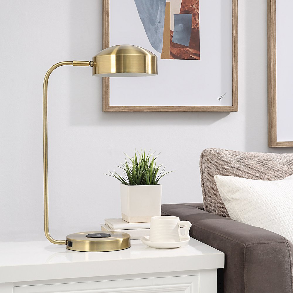 Riesco 22.5" Length Desk Lamp, Antique Brass. Picture 2