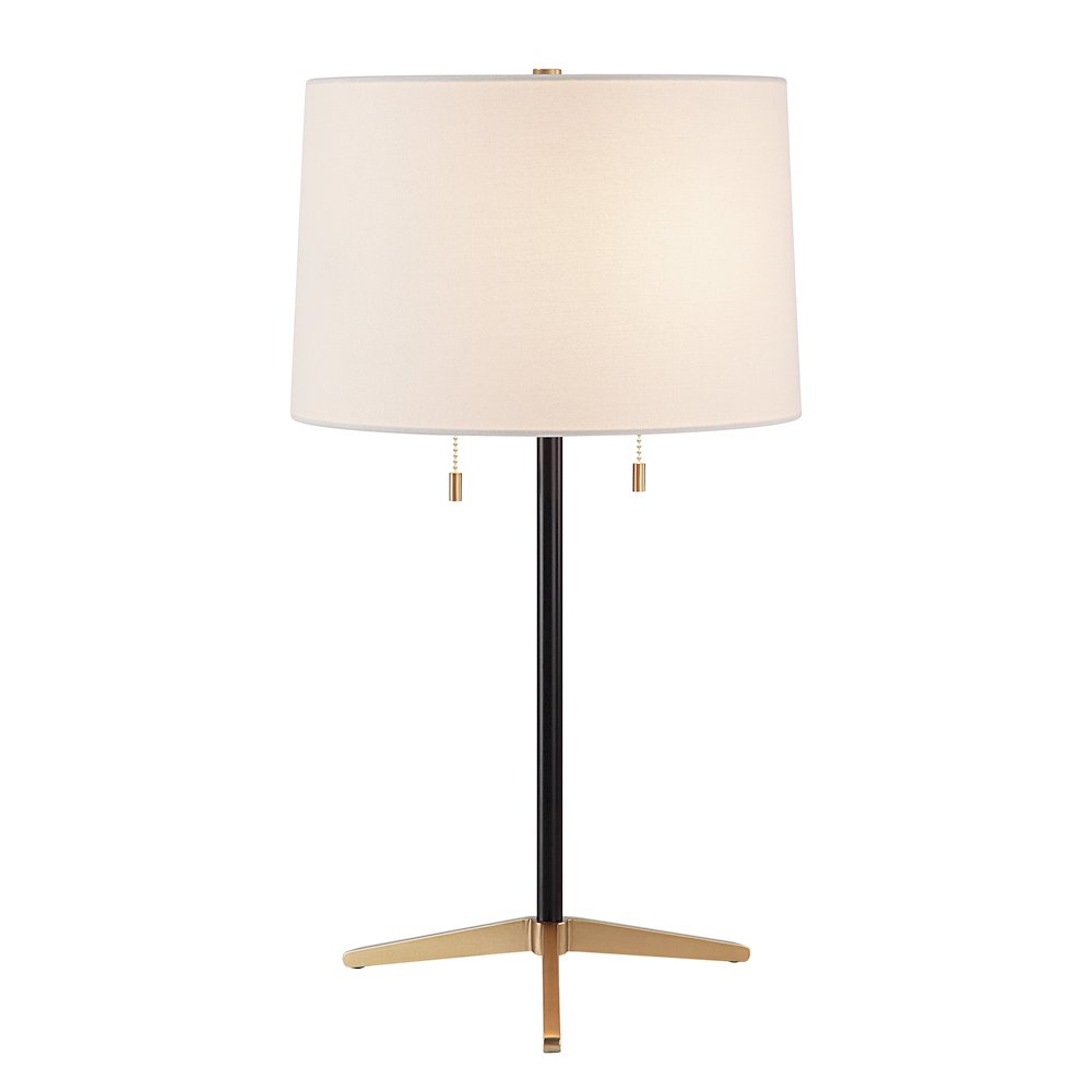 Orono 25" Tall Matte Black Iron Table Lamp With Tapered Linen Shade (Set Of 2). Picture 4