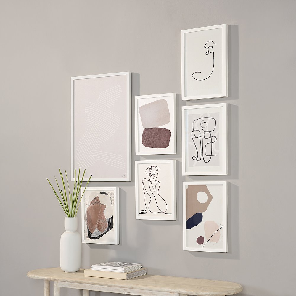 Priyanka 7 Piece Wide Wall Art, White. Picture 2