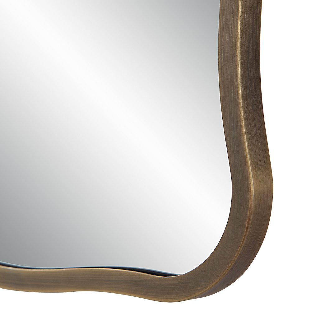Basel 36" Tall Rectangular Irregular Mirror, Antique Brushed Brass. Picture 5