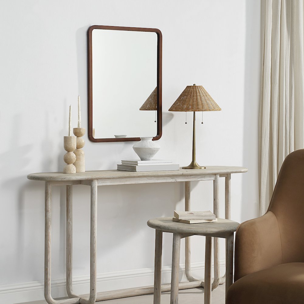 Tacna 30" H x 22" W Wall Mirror, Brown. Picture 2