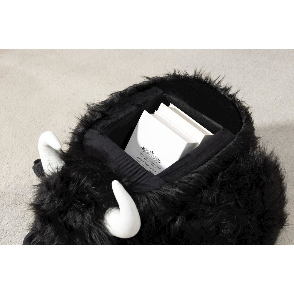 Home 2 Office Kids Harry the Cow Animal Sorage Ottoman Stool - Black Fur. Picture 4