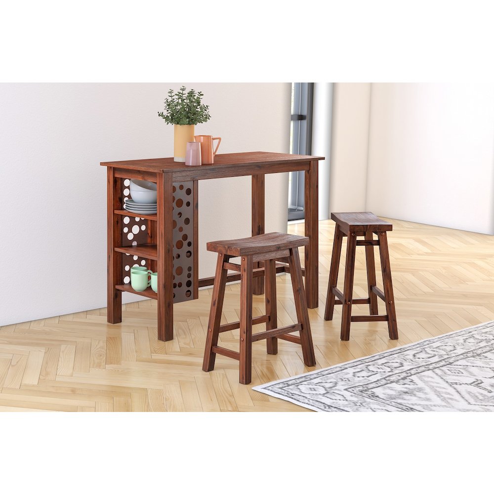 Brittany Rectangular Counter Height Bar Table - Chestnut Wire-Brush. Picture 6