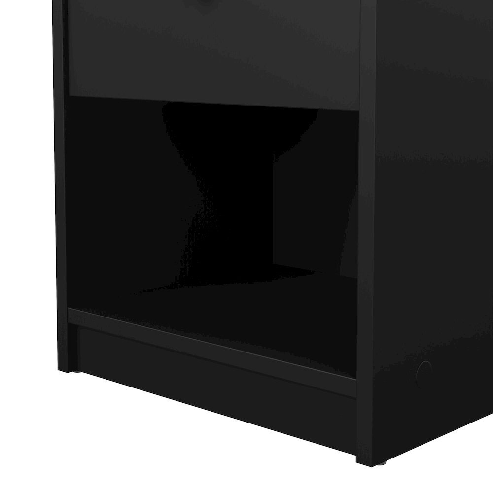 Portland 1 Drawer Nightstand - Set of 2, Black. Picture 5