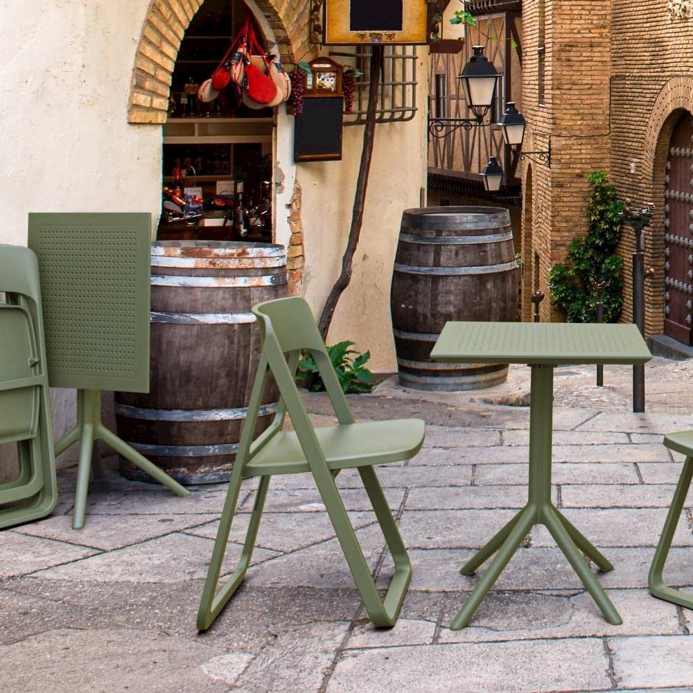 Sky Square Folding Table 24 inch Olive Green. Picture 4