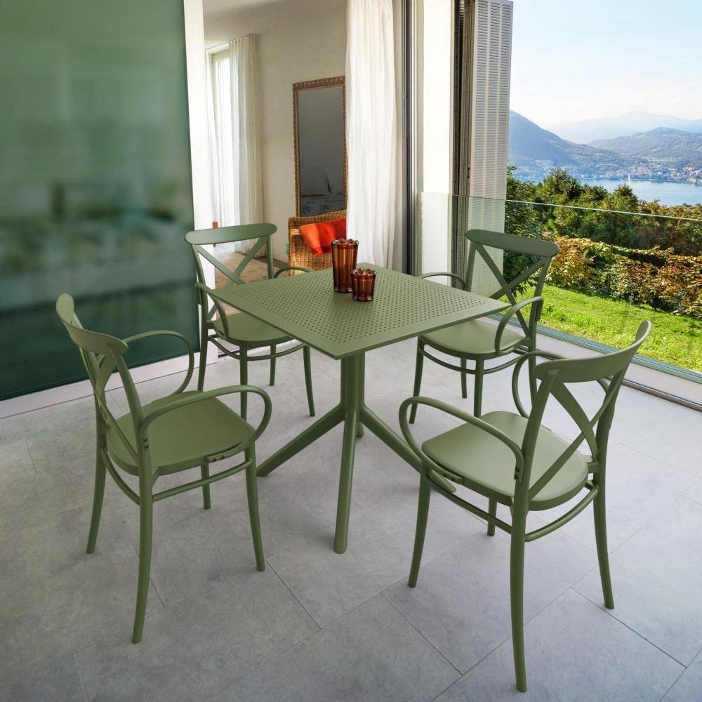 Sky Square Table 31 inch Olive Green. Picture 4