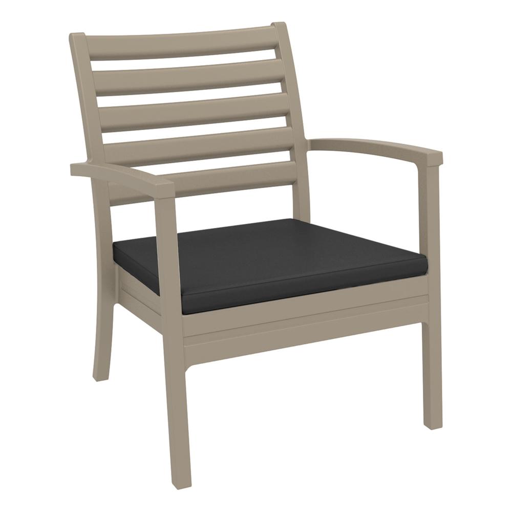 Artemis XL Club Chair Taupe with Sunbrella Charcoal Cushions, Set of 2. Picture 1