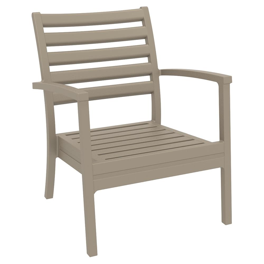 Artemis XL Club Chair Taupe with Sunbrella Charcoal Cushions, Set of 2. Picture 2