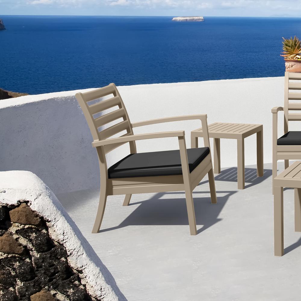 Artemis XL Club Chair Taupe with Sunbrella Charcoal Cushions, Set of 2. Picture 9
