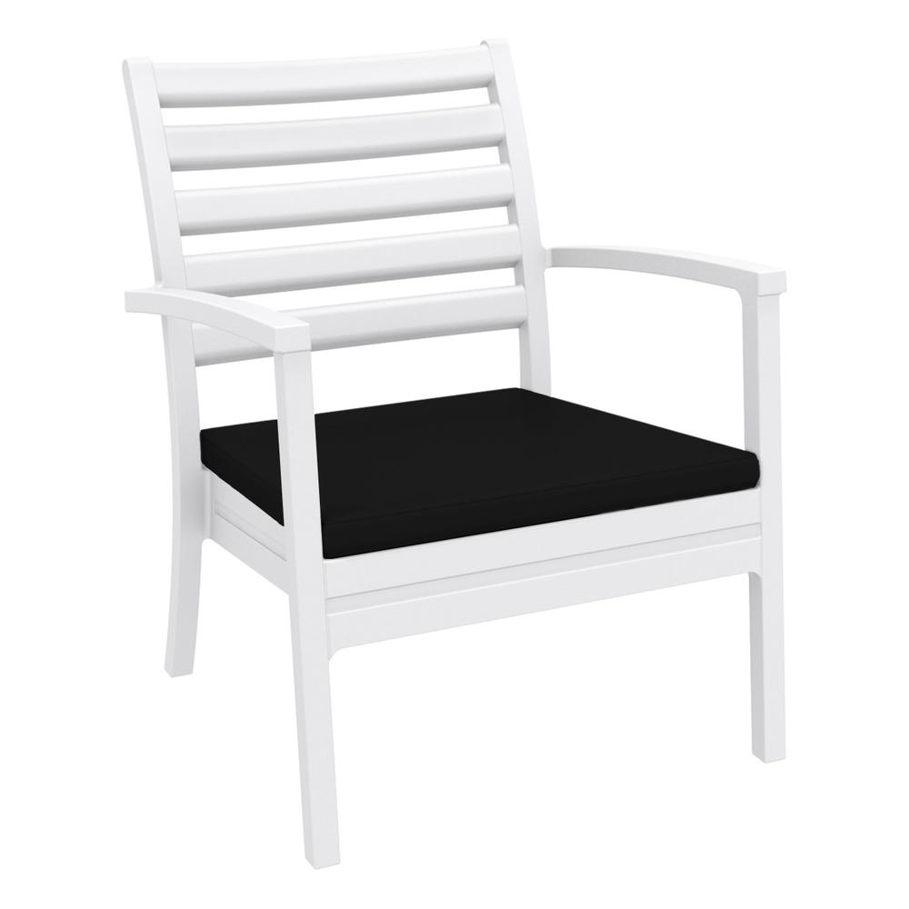 Artemis XL Club Seating Set 7 Piece White with Sunbrella Black Cushions. Picture 1