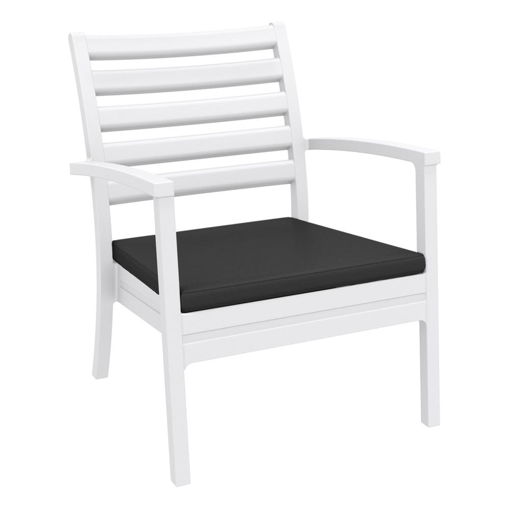 Artemis XL Club Seating Set 7 Piece White with Sunbrella Charcoal Cushions. Picture 1