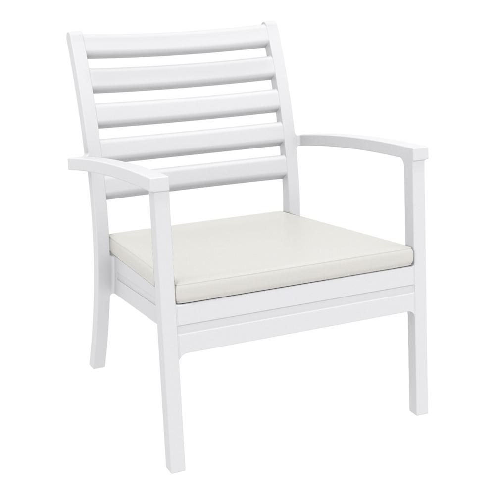 Artemis XL Club Seating Set 7 Piece White with Sunbrella Natural Cushions. Picture 1
