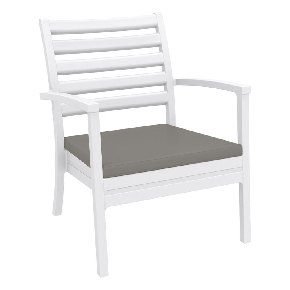 Artemis XL Club Seating Set 7 Piece White with Sunbrella Taupe Cushions. Picture 1