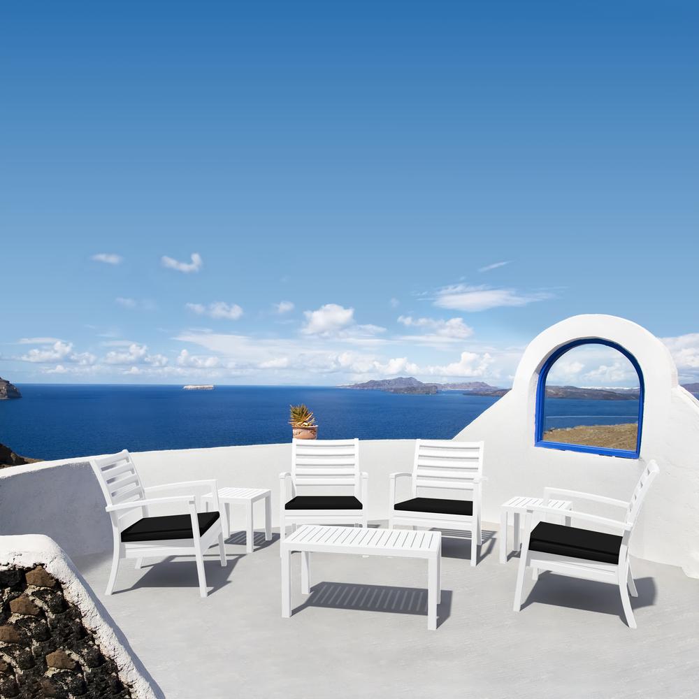 Artemis XL Club Chair White with Sunbrella Black Cushions, Set of 2. Picture 8
