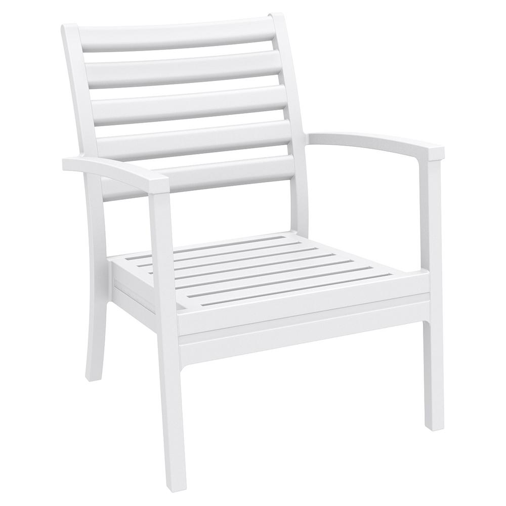 Artemis XL Club Chair White with Sunbrella Charcoal Cushions, Set of 2. Picture 2