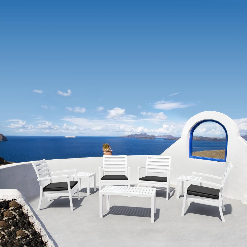 Artemis XL Club Chair White with Sunbrella Charcoal Cushions, Set of 2. Picture 8