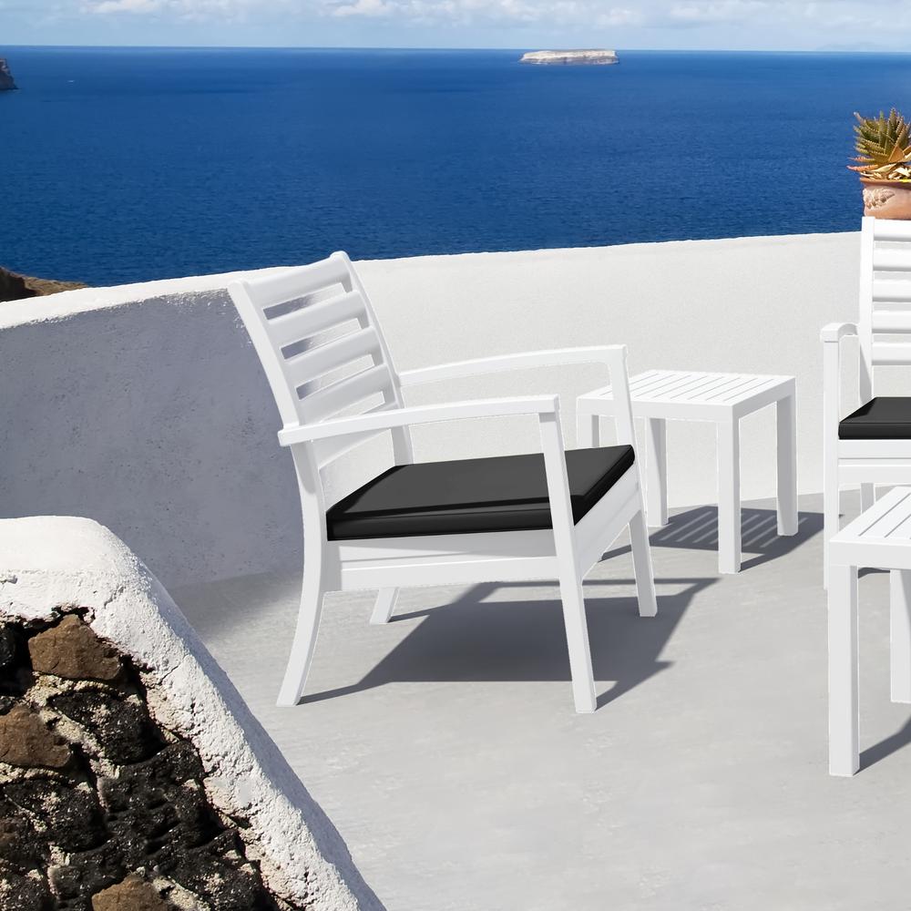 Artemis XL Club Chair White with Sunbrella Charcoal Cushions, Set of 2. Picture 9