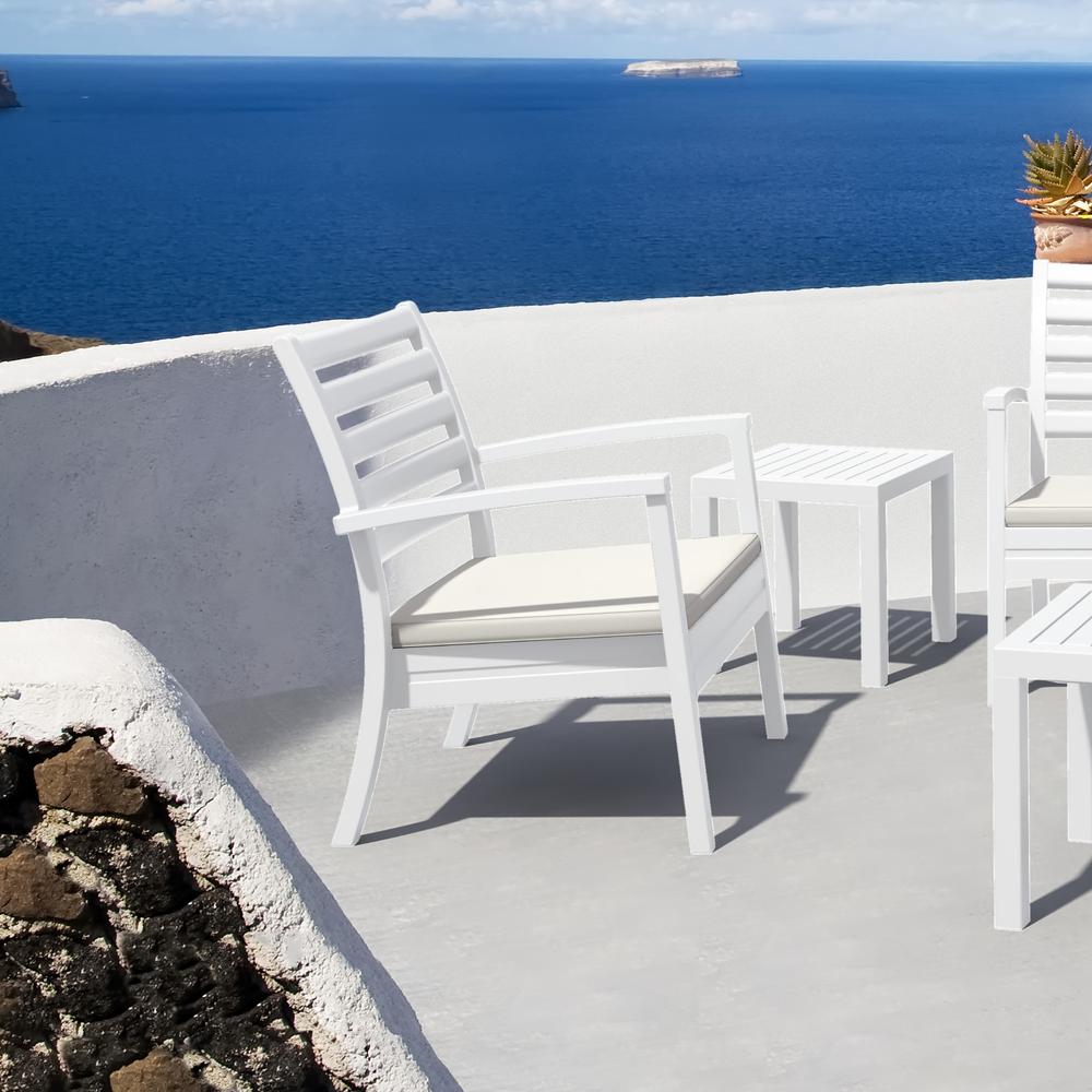 Artemis XL Club Chair White with Sunbrella Natural Cushions, Set of 2. Picture 9