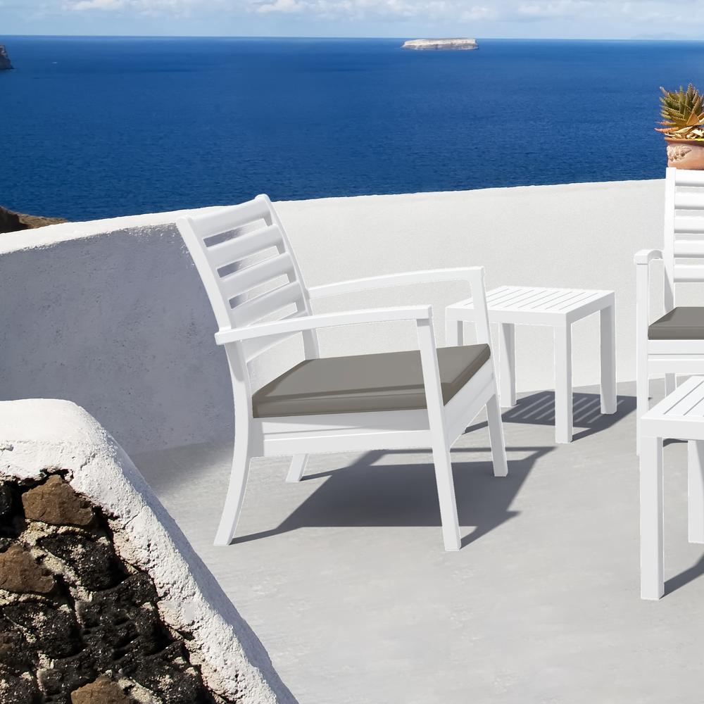 Artemis XL Club Chair White with Sunbrella Taupe Cushions, Set of 2. Picture 9