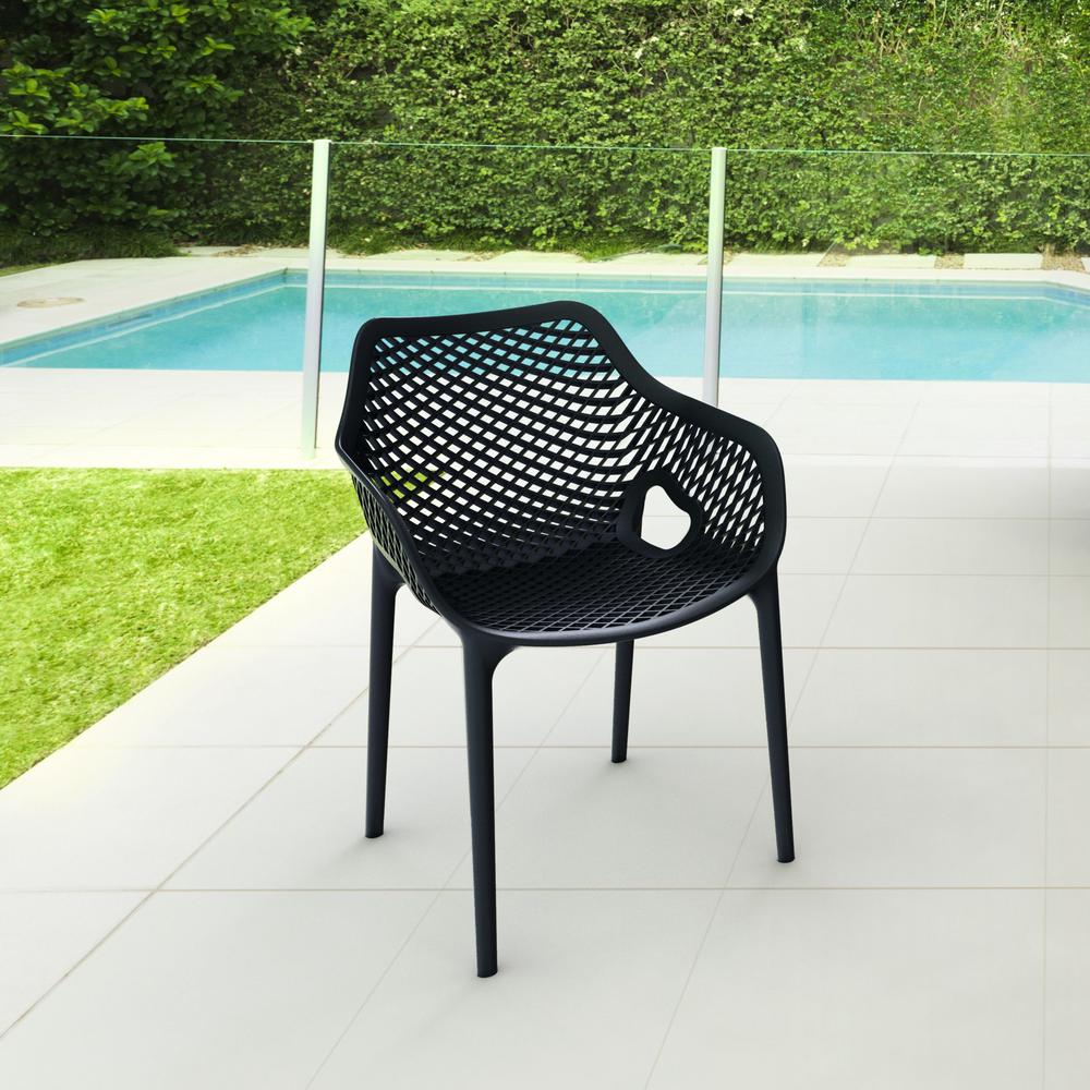 Air XL Outdoor Dining Arm Chair Black, Set of 2. Picture 7