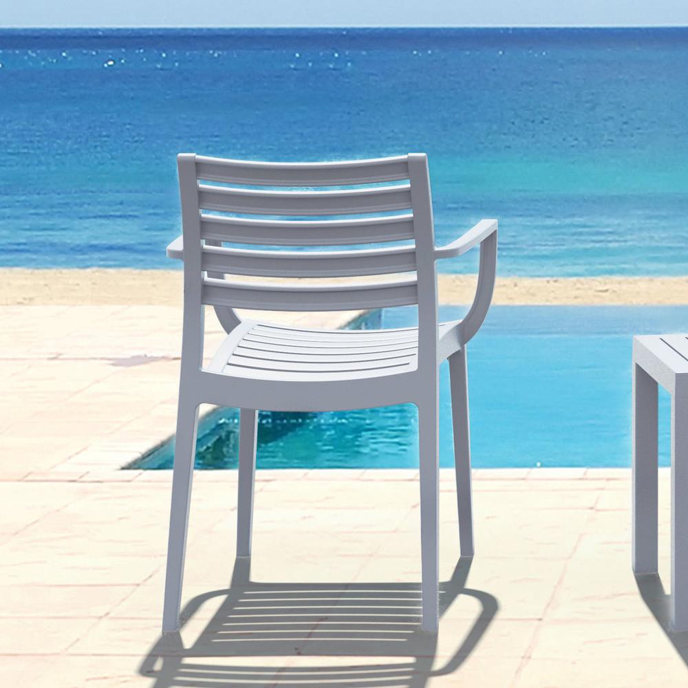 Artemis Outdoor Dining Arm Chair Silver Gray, Set of 2. Picture 7