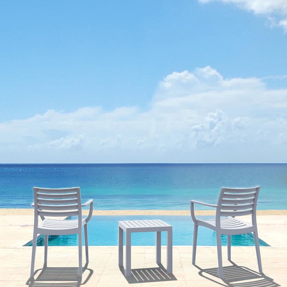 Artemis Outdoor Dining Arm Chair Silver Gray, Set of 2. Picture 8